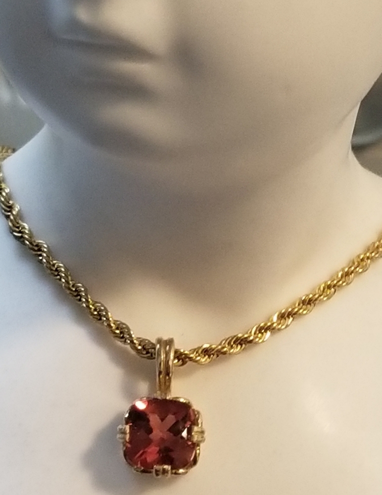 Easter Sale Vintage custom made 14k andesine sunstone  charm chain - Picture 8 of 16